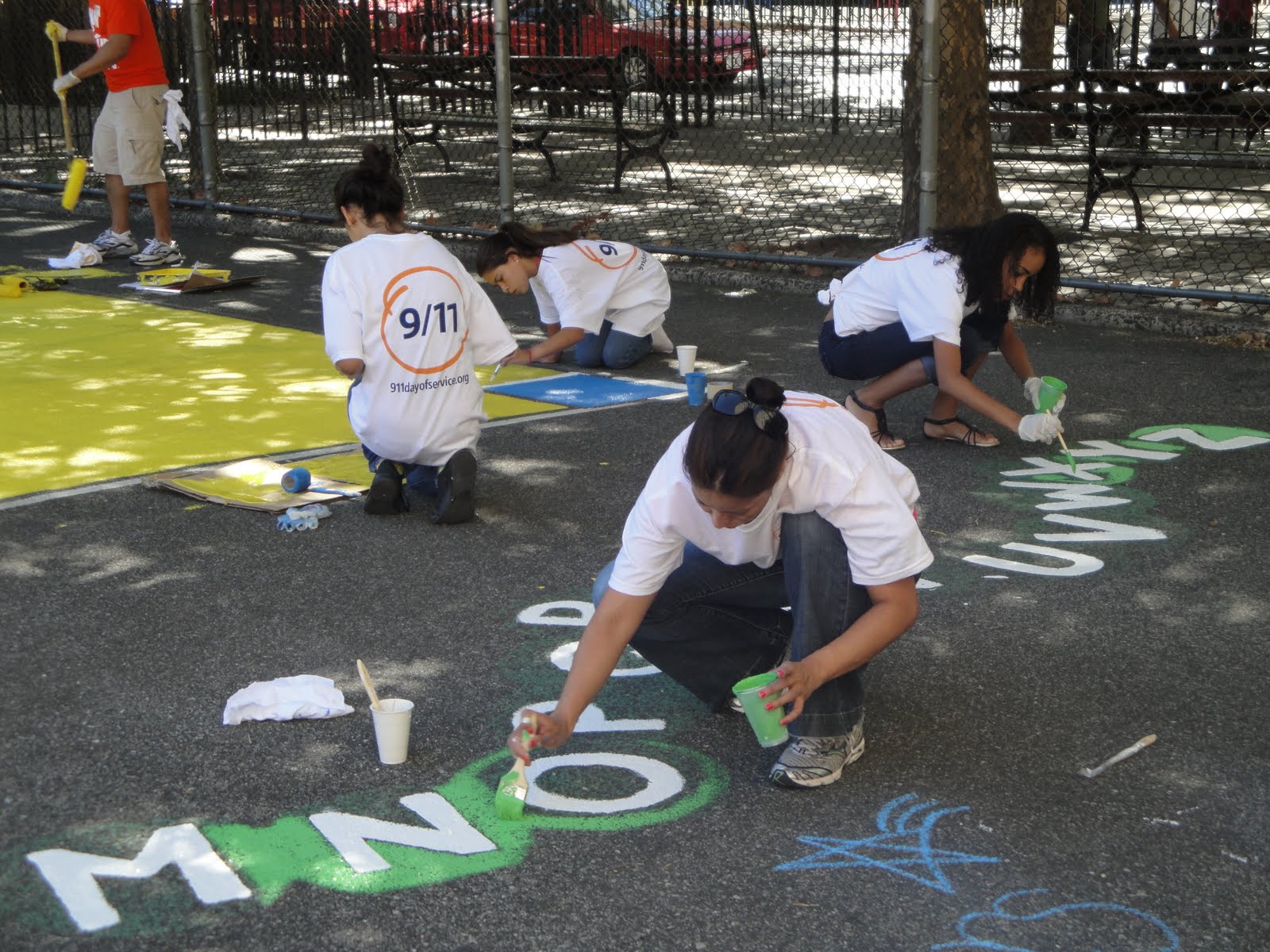 Students completing a service project